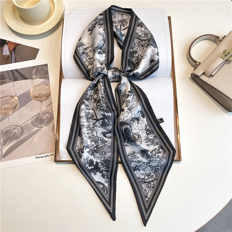 Luxury Bags For Summer - ผ้าพันคอไหมพรมยาวหรูหรา ผ้าคาดผมเส้นเล็ก ผ้าพันคอไหมแฟชั่น ผ้าคาดผม ผ้าพันคอสำหรับกระเป๋า ผ้าคาดผมลายพิมพ์