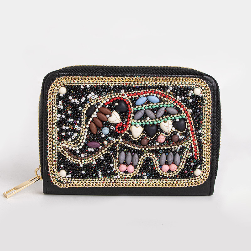 Luxury Bags In Thailand - กระเป๋าใส่เหรียญมินิน่ารักสำหรับผู้หญิง กระเป๋าถือประดับลูกปัดหรูหรา ลายผีเสื้อและดอกไม้ กระเป๋าซิปใส่บัตร กระเป๋าใส่เหรียญประดับหินน่ารัก ของที่ระลึกจากประเทศไทย