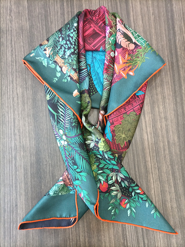 Luxury Bags For Summer - ผ้าพันคอไหม 90 ซม. สำหรับผู้หญิง ผ้าพันคอสี่เหลี่ยมจัตุรัสแบบม卷ขอบด้วยมือ ผ้าพันคอคลุมผม